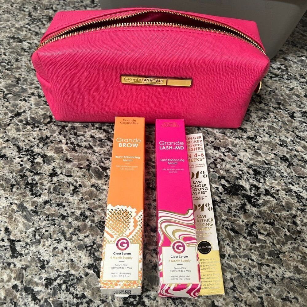 Grande Lash MD lash and brow enhancing serum bundle with pink case